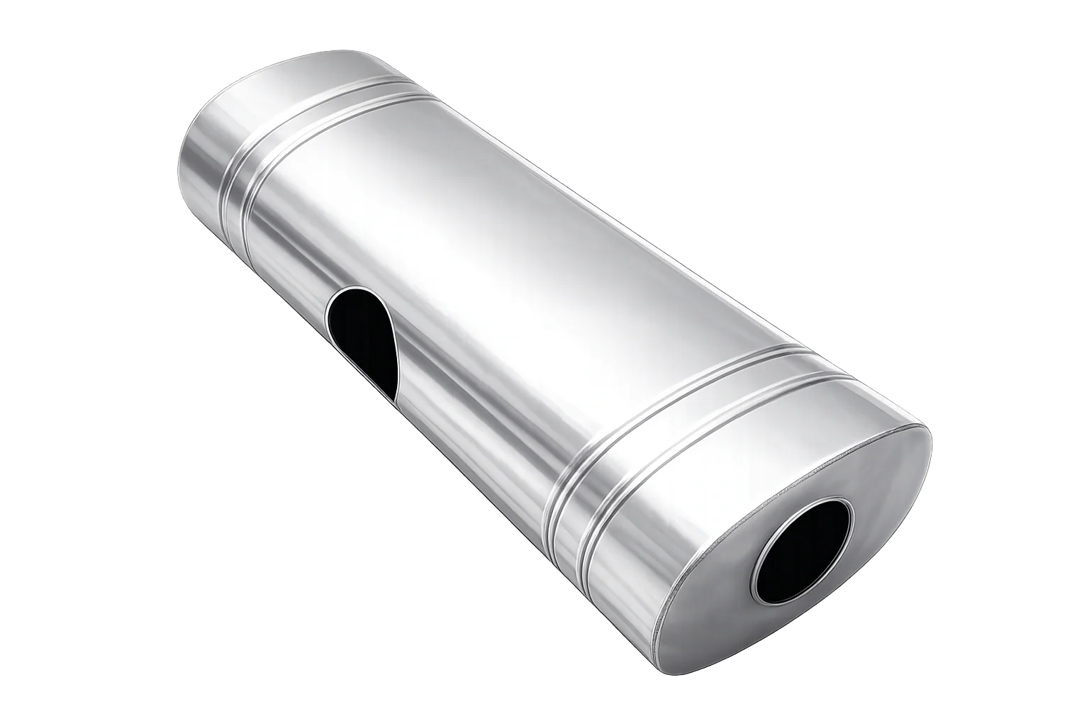 EAST WEST 2.25" Inlet muffler twin 2" outlet 304 Stainless Steel