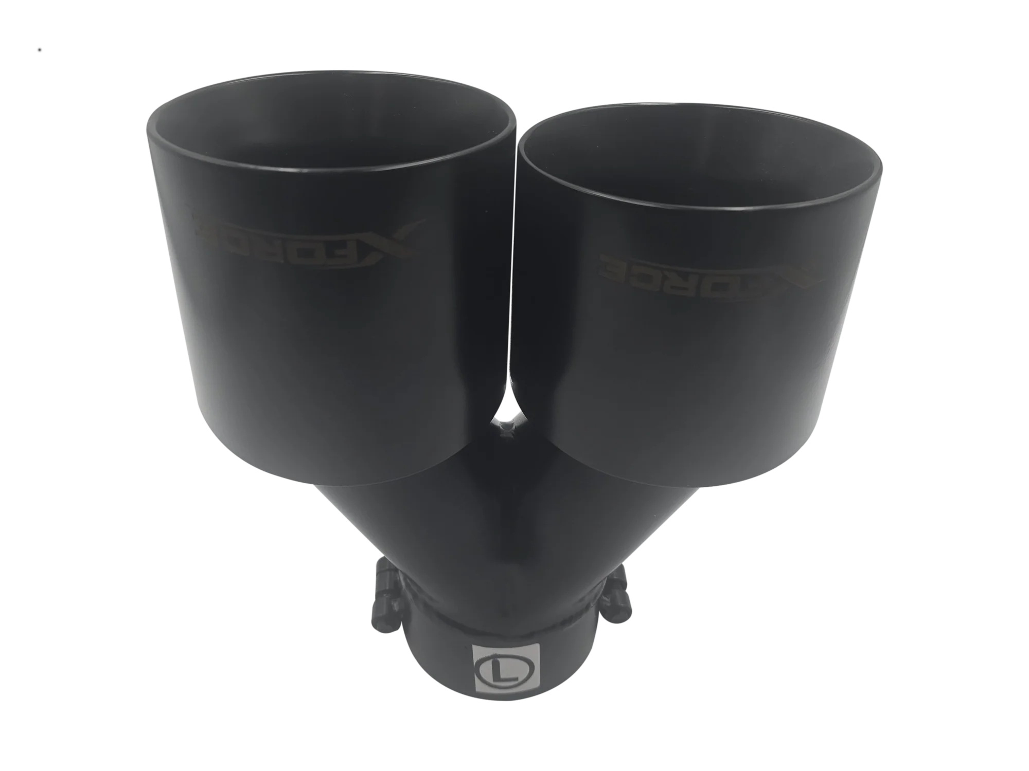 Twin 4Inch Round Matte Black Angle Cut Tip with 3" Inlet for Left Hand Side - Image 4