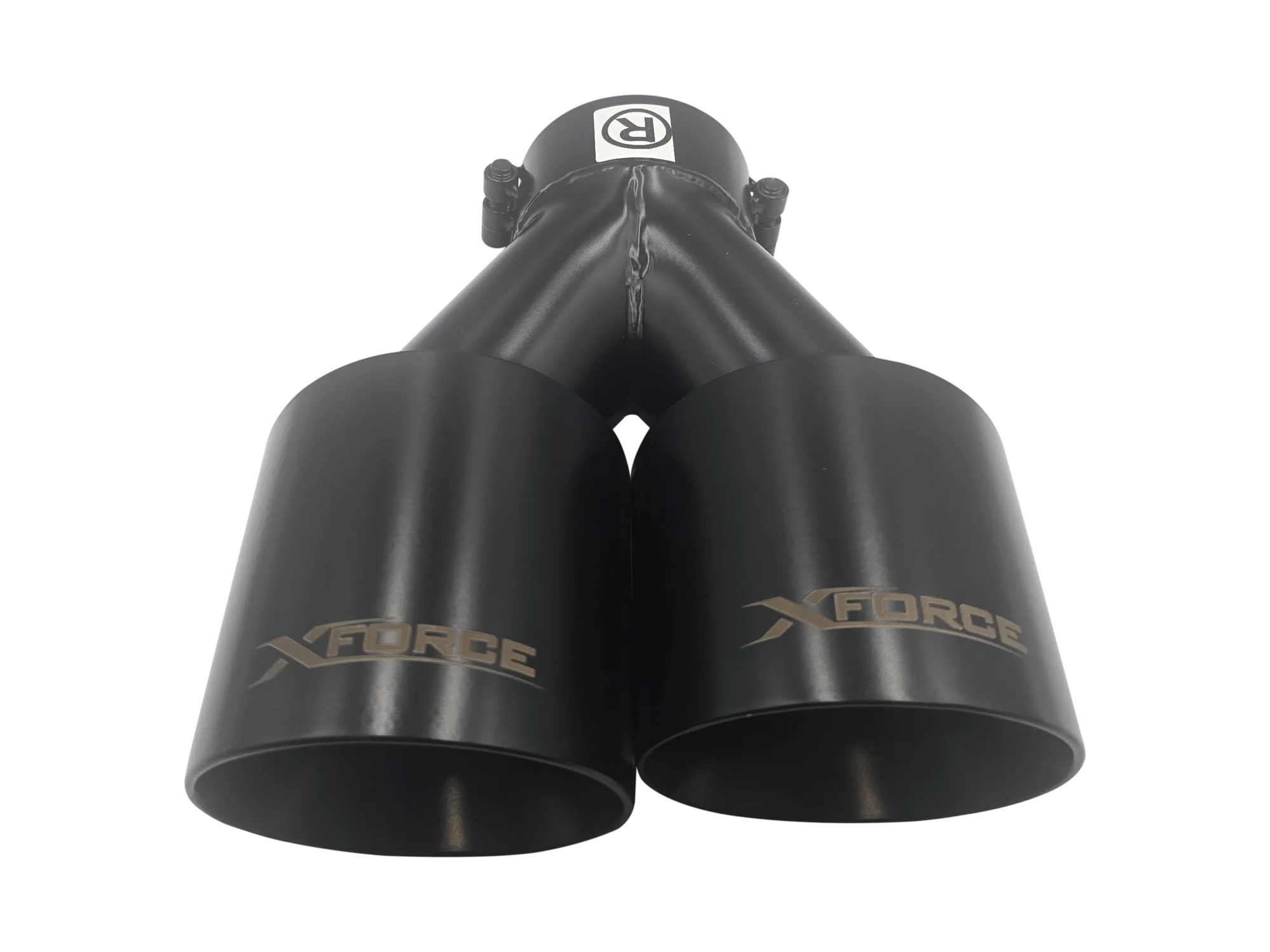 Twin 4Inch Round Matte Black Angle Cut Tip with 3" Inlet for Right Hand Side - Image 3