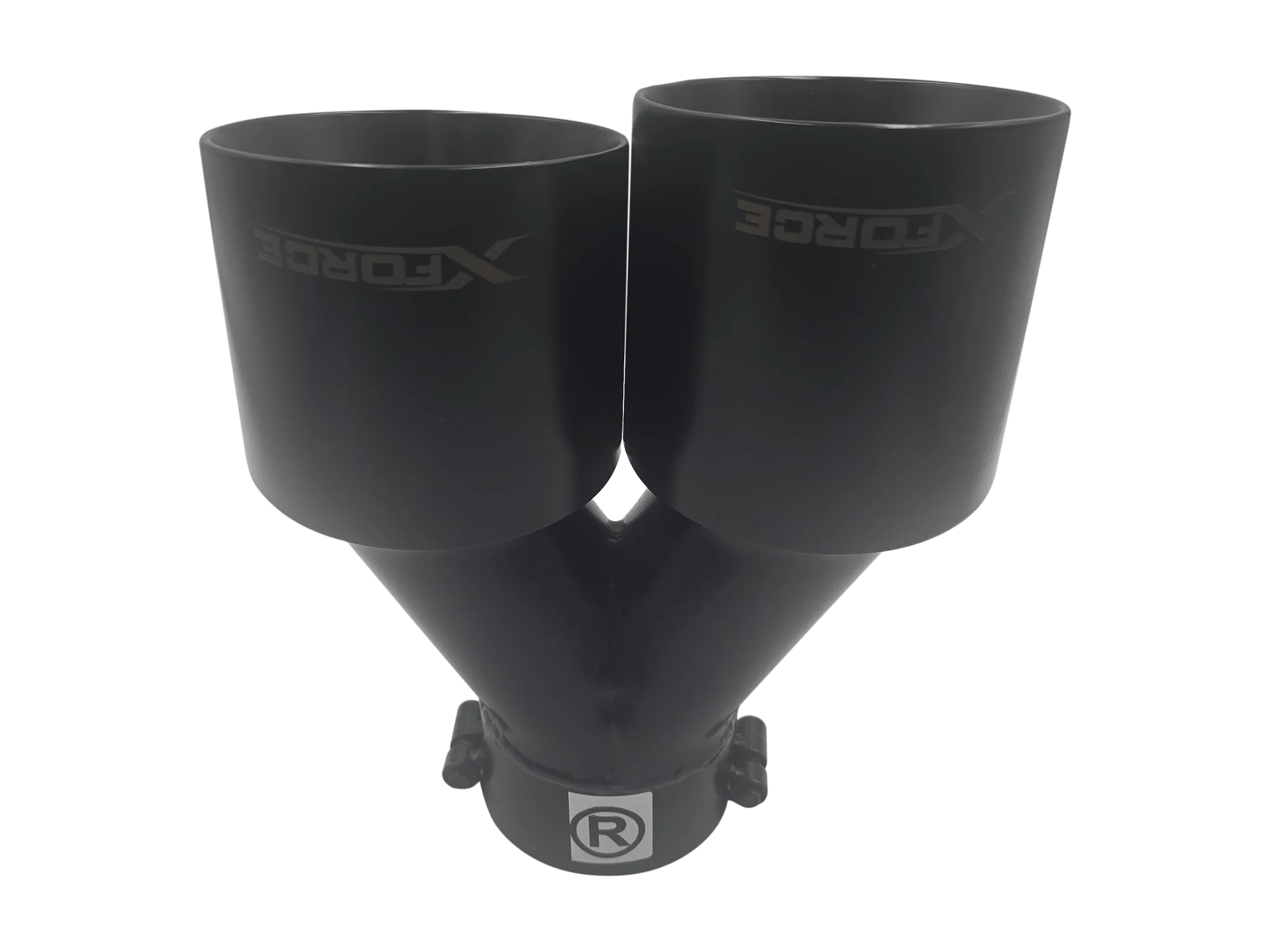 Twin 4Inch Round Matte Black Angle Cut Tip with 3" Inlet for Right Hand Side - Image 4